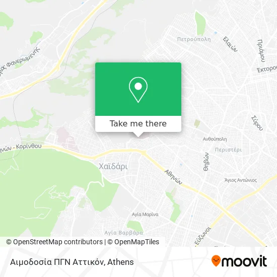 Αιμοδοσία ΠΓΝ Αττικόν map