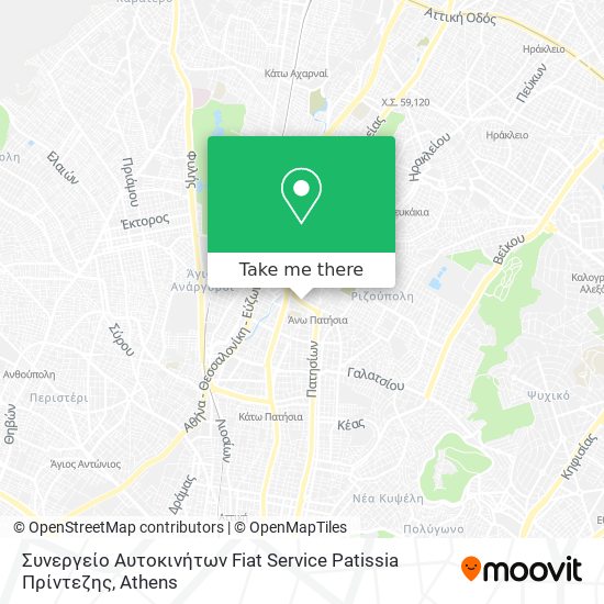 Συνεργείο Αυτοκινήτων Fiat Service Patissia Πρίντεζης map