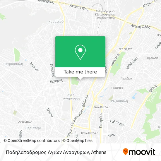 Ποδηλατοδρομος Αγιων Αναργυρων map