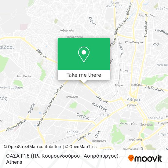 ΟΑΣΑ Γ16 (Πλ. Κουμουνδούρου - Ασπρόπυργος) map