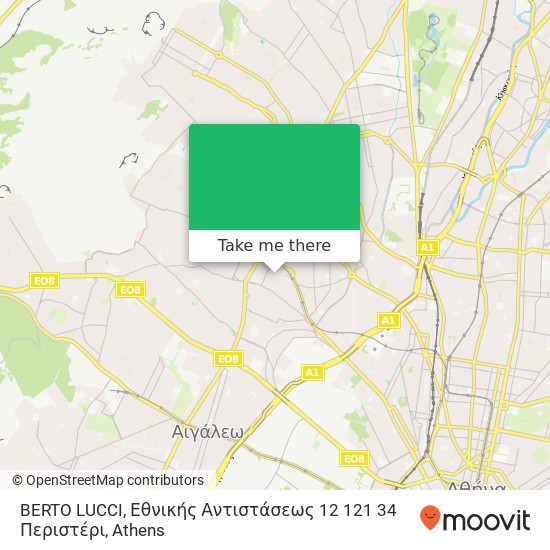 BERTO LUCCI, Εθνικής Αντιστάσεως 12 121 34 Περιστέρι map