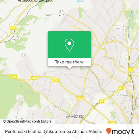 Perifereiakí Enótita Dytikoú Toméa Athinón map