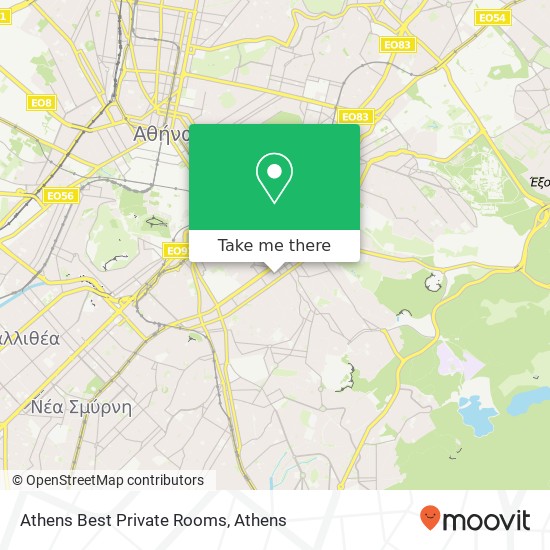 Athens Best Private Rooms map