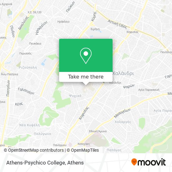 Athens-Psychico College map