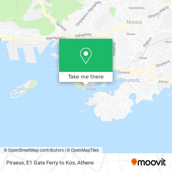 Piraeus, E1 Gate Ferry to Kos map