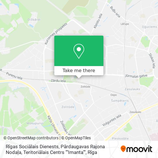 Rīgas Sociālais Dienests, Pārdaugavas Rajona Nodaļa, Teritoriālais Centrs ""Imanta"" map