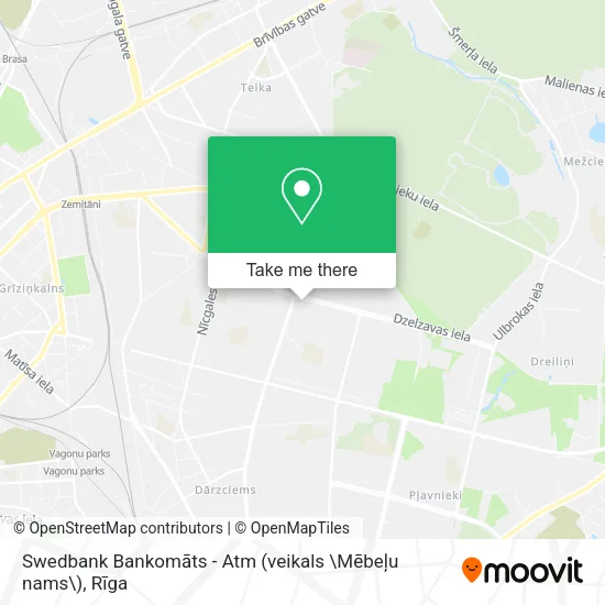 Карта Swedbank Bankomāts - Atm (veikals \Mēbeļu nams\)