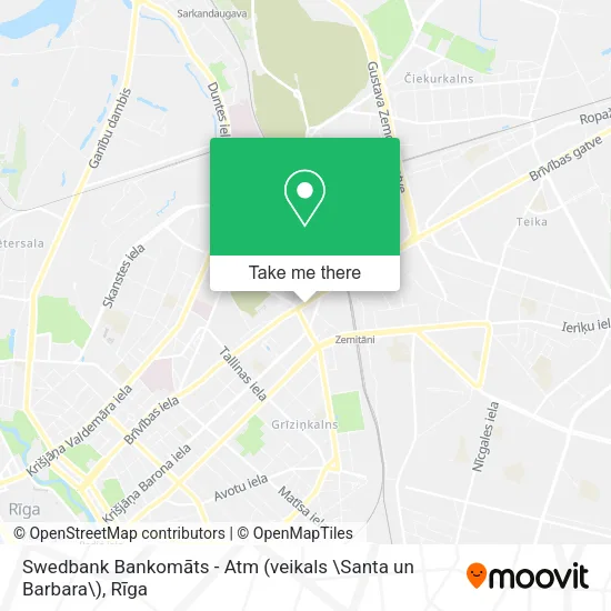 Карта Swedbank Bankomāts - Atm (veikals \Santa un Barbara\)