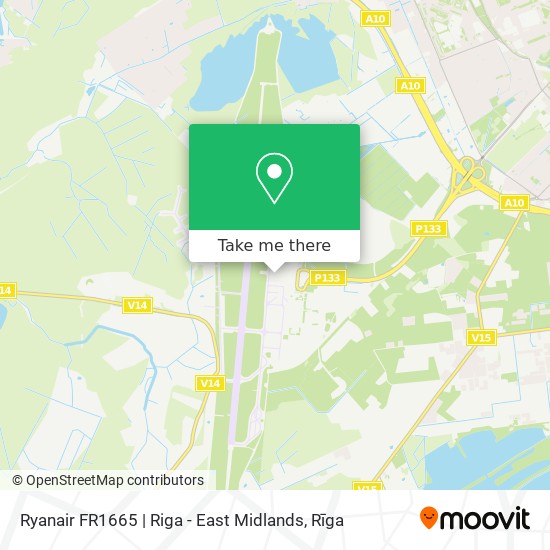 Карта Ryanair FR1665 | Riga - East Midlands