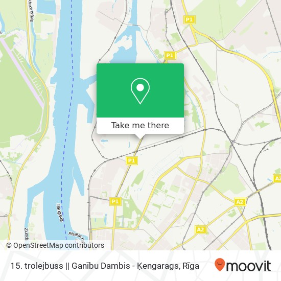 15. trolejbuss || Ganību Dambis - Ķengarags map
