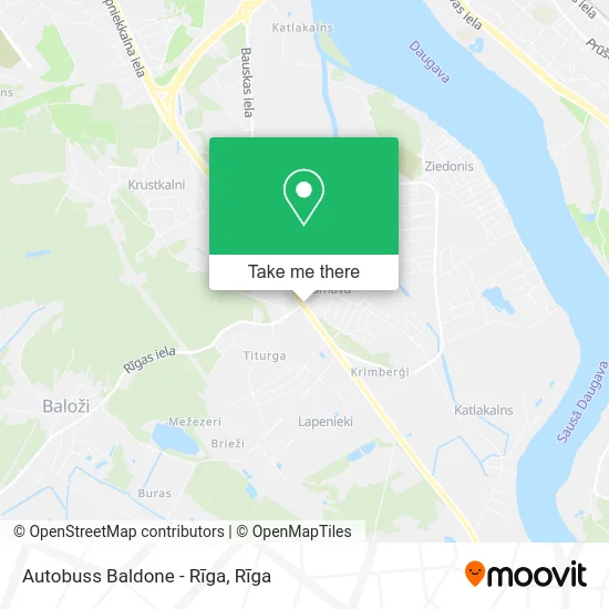 Карта Autobuss Baldone - Rīga