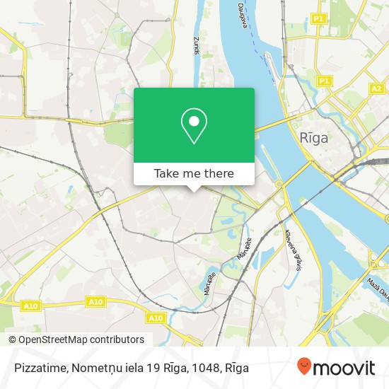 Карта Pizzatime, Nometņu iela 19 Rīga, 1048