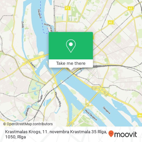 Карта Krastmalas Krogs, 11. novembra Krastmala 35 Rīga, 1050