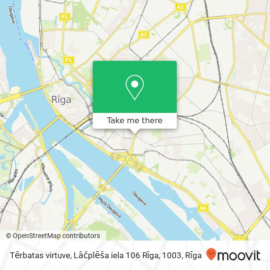 Карта Tērbatas virtuve, Lāčplēša iela 106 Rīga, 1003