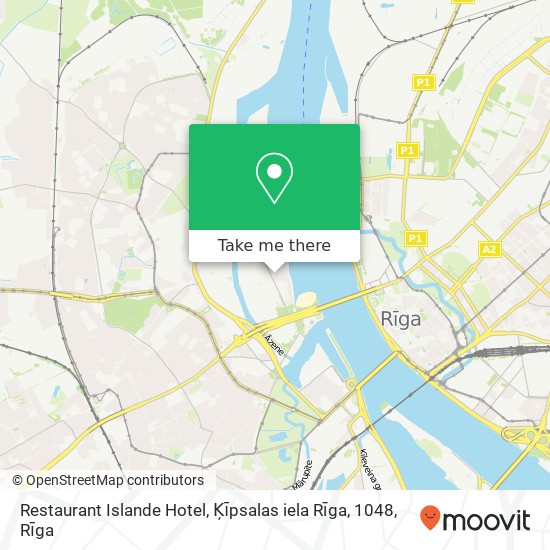 Карта Restaurant Islande Hotel, Ķīpsalas iela Rīga, 1048