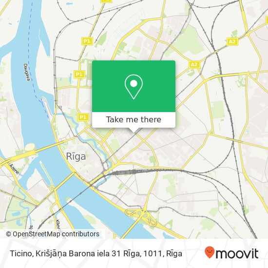 Ticino, Krišjāņa Barona iela 31 Rīga, 1011 map