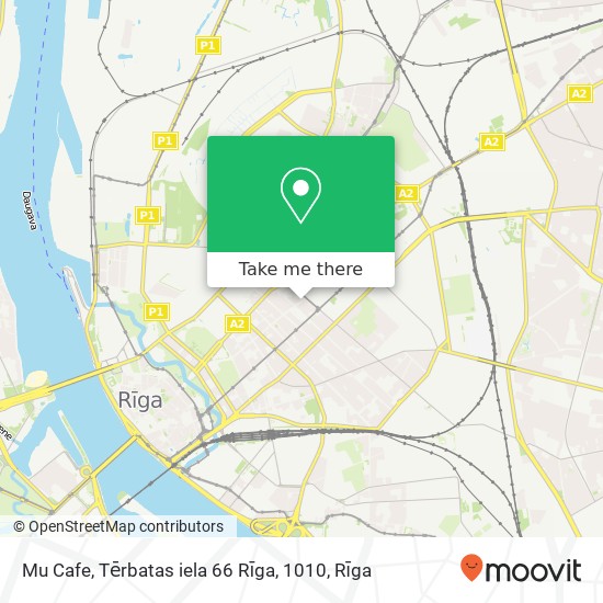 Карта Mu Cafe, Tērbatas iela 66 Rīga, 1010