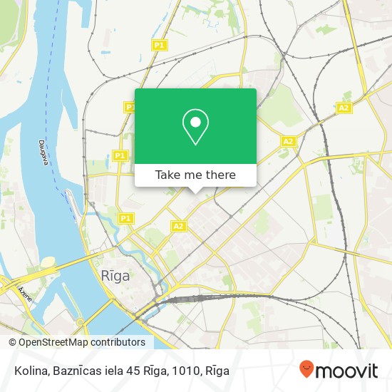 Kolina, Baznīcas iela 45 Rīga, 1010 map