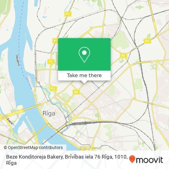 Карта Beze Konditoreja Bakery, Brīvības iela 76 Rīga, 1010