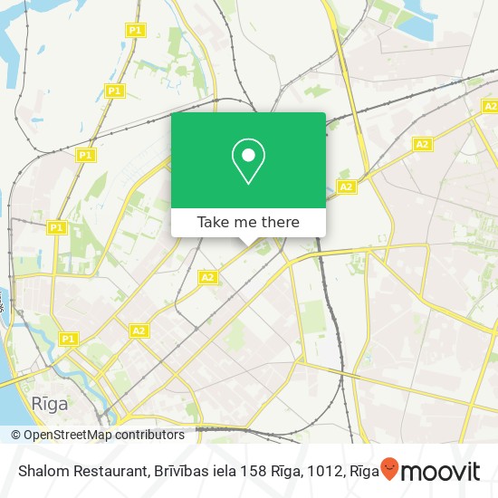 Карта Shalom Restaurant, Brīvības iela 158 Rīga, 1012