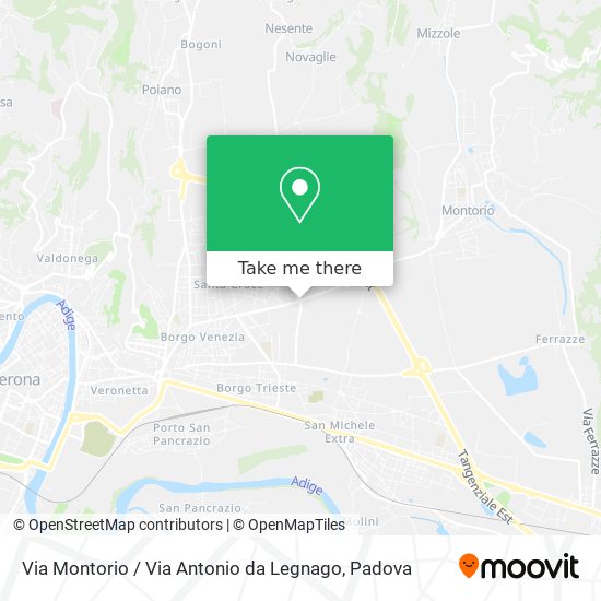 Via Montorio / Via Antonio da Legnago map