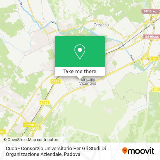 Cuoa - Consorzio Universitario Per Gli Studi Di Organizzazione Aziendale map