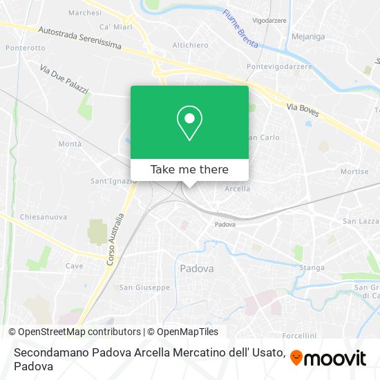 Secondamano Padova Arcella Mercatino dell' Usato map
