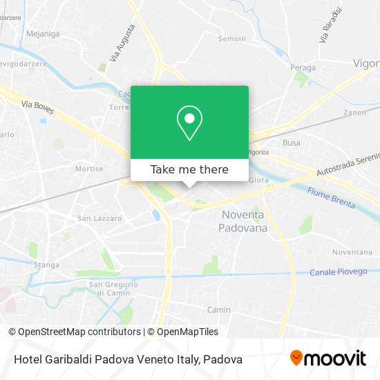 Hotel Garibaldi Padova Veneto Italy map