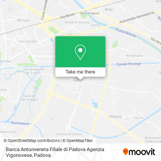 Banca Antonveneta Filiale di Padova Agenzia Vigonovese map