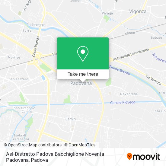 Asl-Distretto Padova Bacchiglione Noventa Padovana map