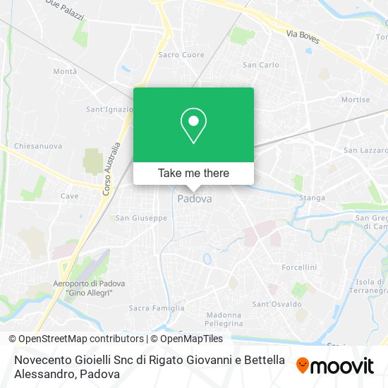 Novecento Gioielli Snc di Rigato Giovanni e Bettella Alessandro map