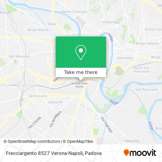 Frecciargento 8527 Verona-Napoli map