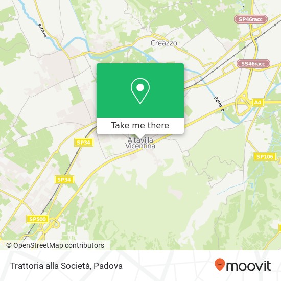 Trattoria alla Società, Via Asiago, 46 Altavilla Vicentina map