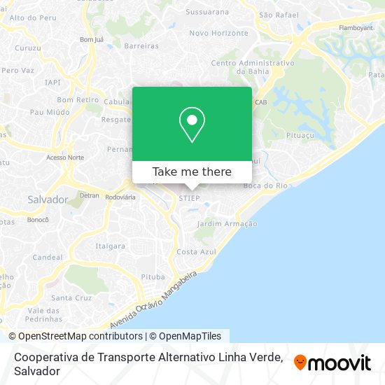 Mapa Cooperativa de Transporte Alternativo Linha Verde