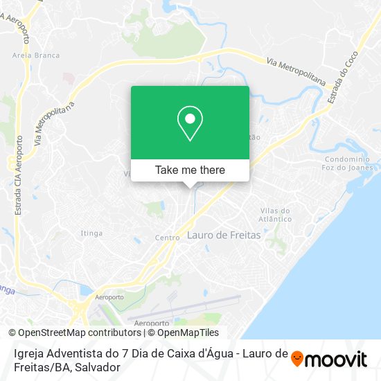 Mapa Igreja Adventista do 7 Dia de Caixa d'Água - Lauro de Freitas / BA