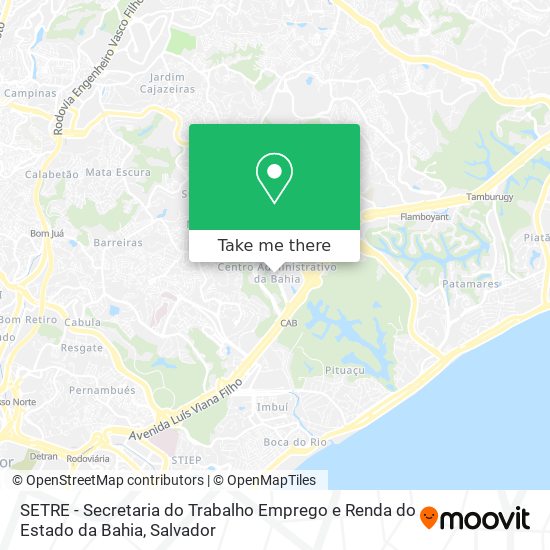 Mapa SETRE - Secretaria do Trabalho Emprego e Renda do Estado da Bahia