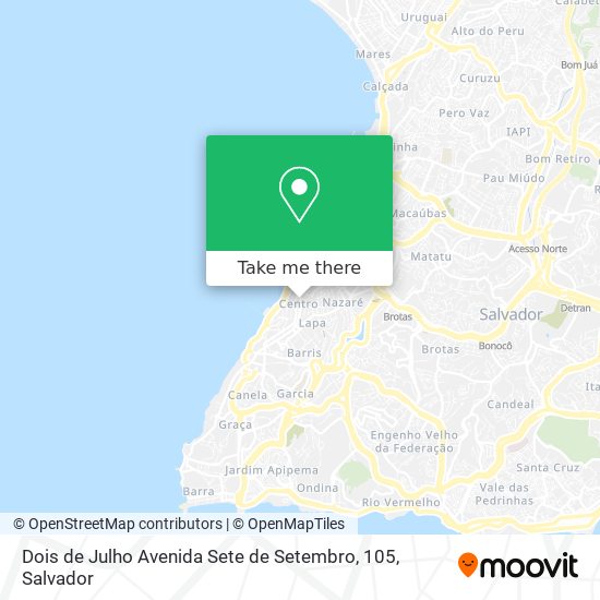 Mapa Dois de Julho Avenida Sete de Setembro, 105