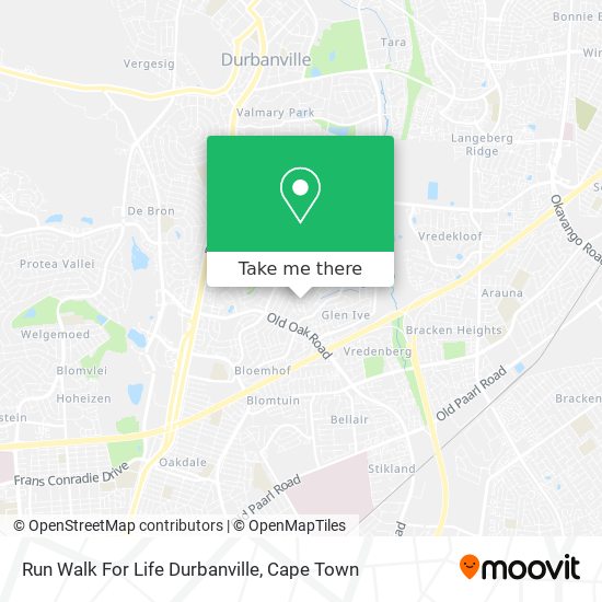 Run Walk For Life Durbanville map