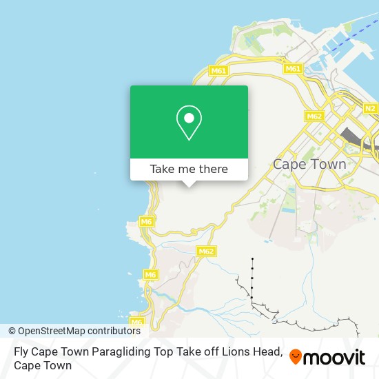 Fly Cape Town Paragliding Top Take off Lions Head map