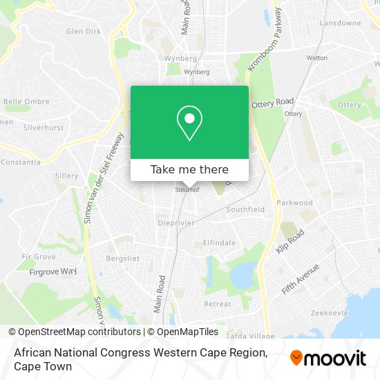 African National Congress Western Cape Region map