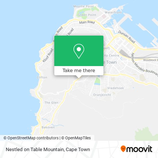 Nestled on Table Mountain map