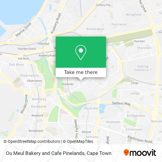 Ou Meul Bakery and Cafe Pinelands map