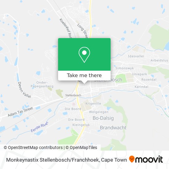 Monkeynastix Stellenbosch / Franchhoek map
