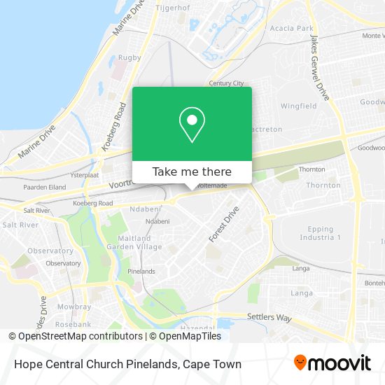 Hope Central Church Pinelands map