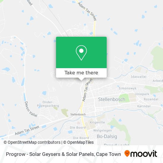 Progrow - Solar Geysers & Solar Panels map