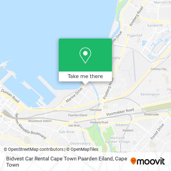 Bidvest Car Rental Cape Town Paarden Eiland map