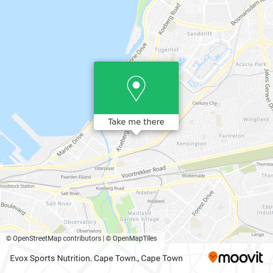 Evox Sports Nutrition. Cape Town. map