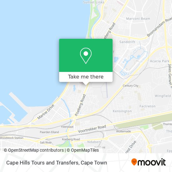 Cape Hills Tours and Transfers map