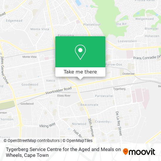 Tygerberg Service Centre for the Aged and Meals on Wheels map