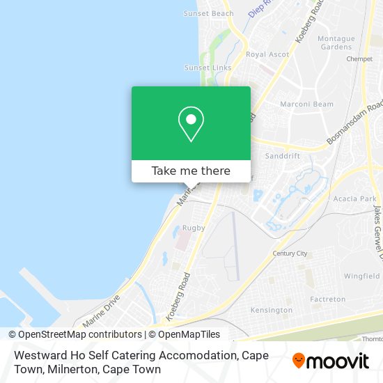 Westward Ho Self Catering Accomodation, Cape Town, Milnerton map